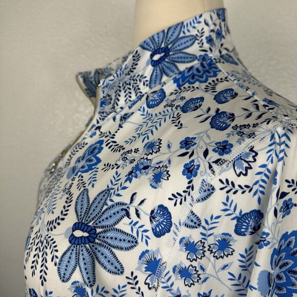 Stella Parker Top Women Size XXL Blue Floral 1/4 Zip Pullover Active UPF 50 Golf - Picture 8 of 11